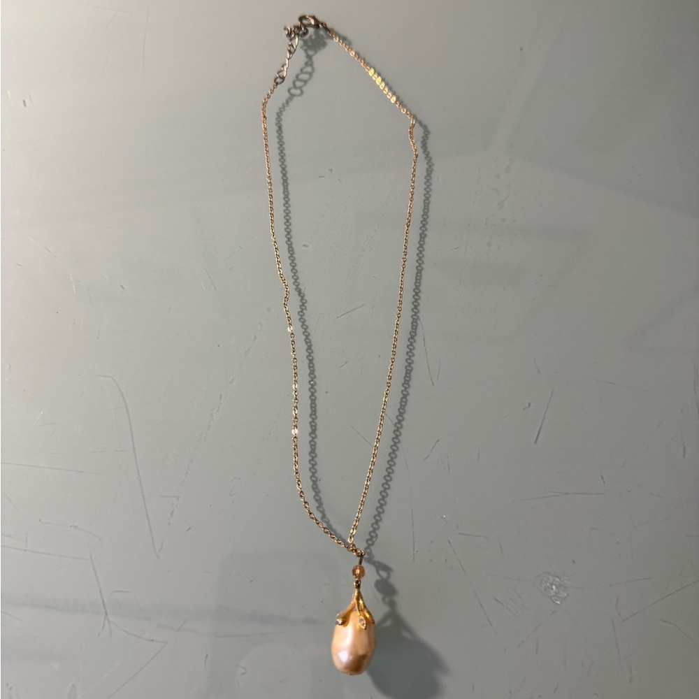 Gold Pearl Drop Pendant Necklace - Women Jewelry